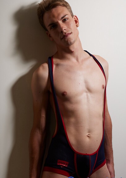 Blond twink posing