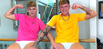 Straight Best Mates Wank their Hard Uncut Cocks Together and Shoot Cum Everywhere!